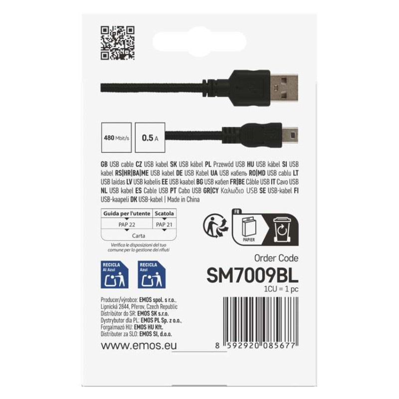 USB 2.0 A/M-MINI B/M 2M ČERNÁ 4