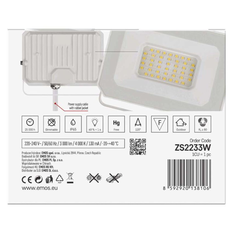 LED REFLEKTOR SIMPO 30W 3000LM IP65 NW 12