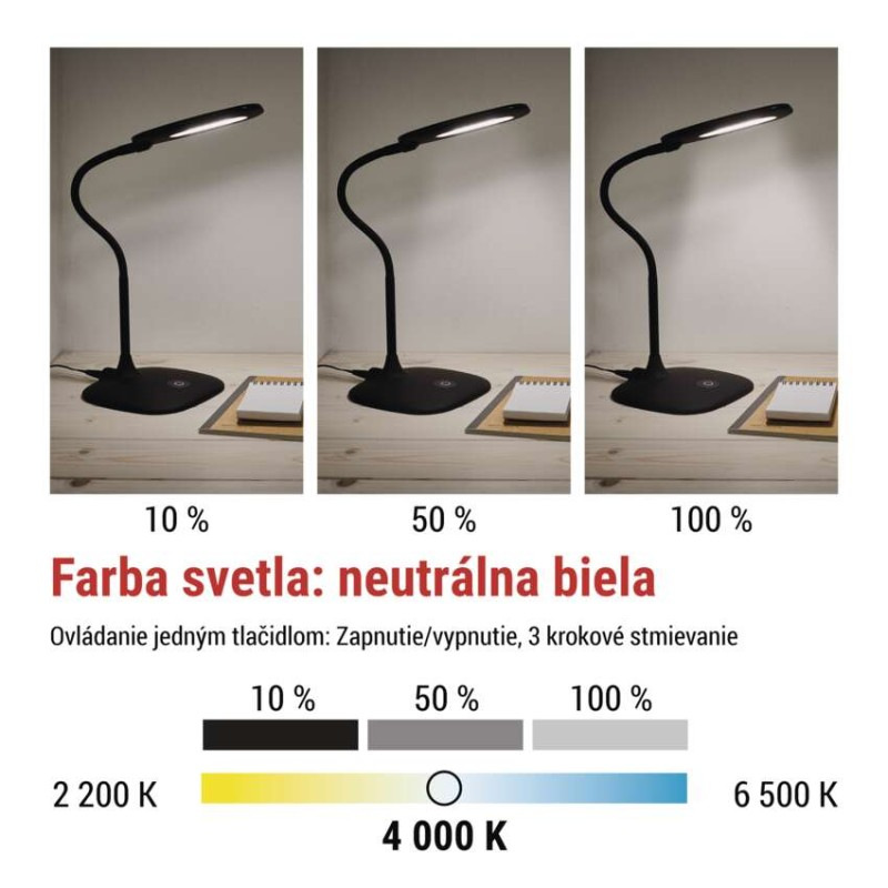 Stolná lampa LED STELLA 400lm,6,5W, čierna Z7602B 5