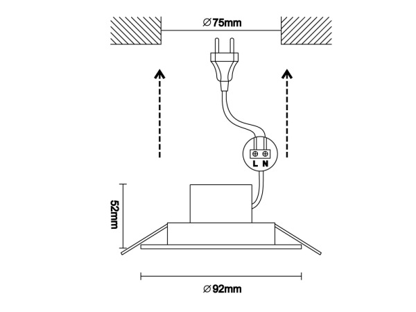 LED podhľadové svietidlo 7W / IP44 / DR01 / SMD / 4000K / BK - LDL153/B 7