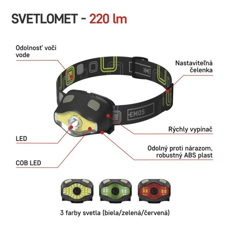 ČELOVKA 3W LED + COB 2