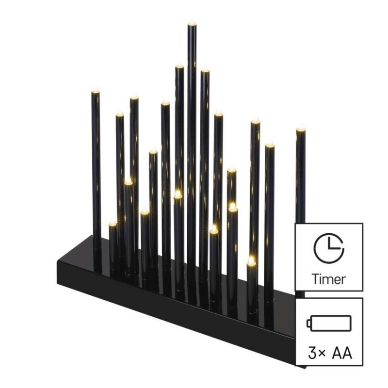 LED svícen černý, 27,5 cm, 3x AA WW 7