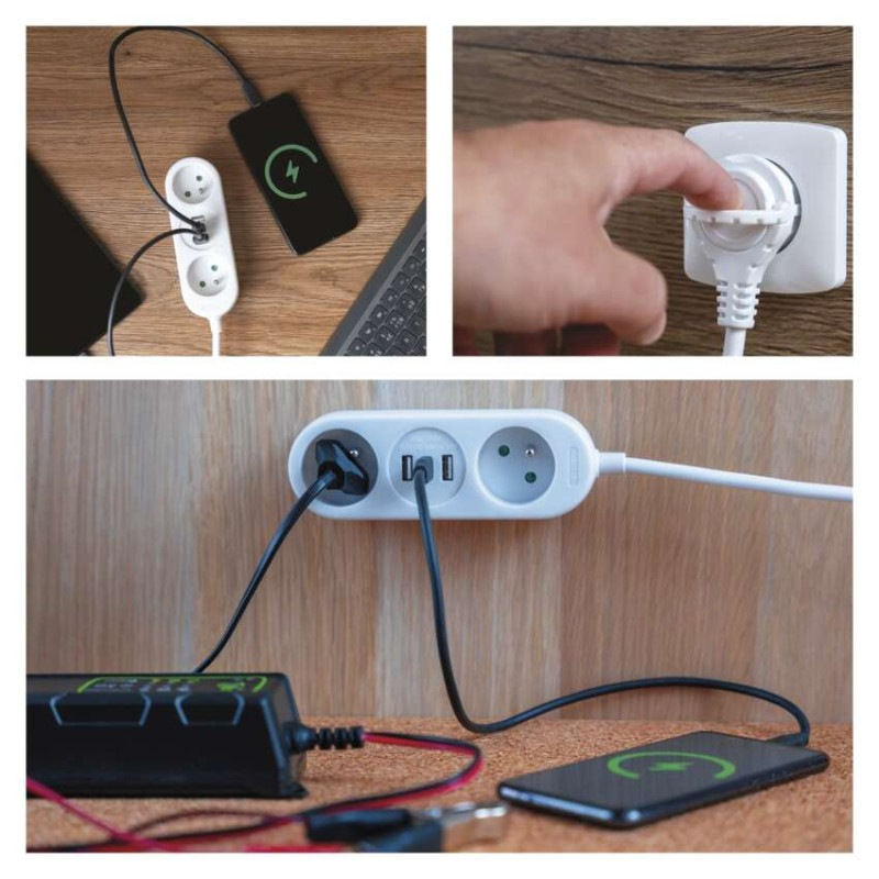 Kábel predlžovací 2Z 1,4m+2xUSB-A+1xUSB-C P0211E 12