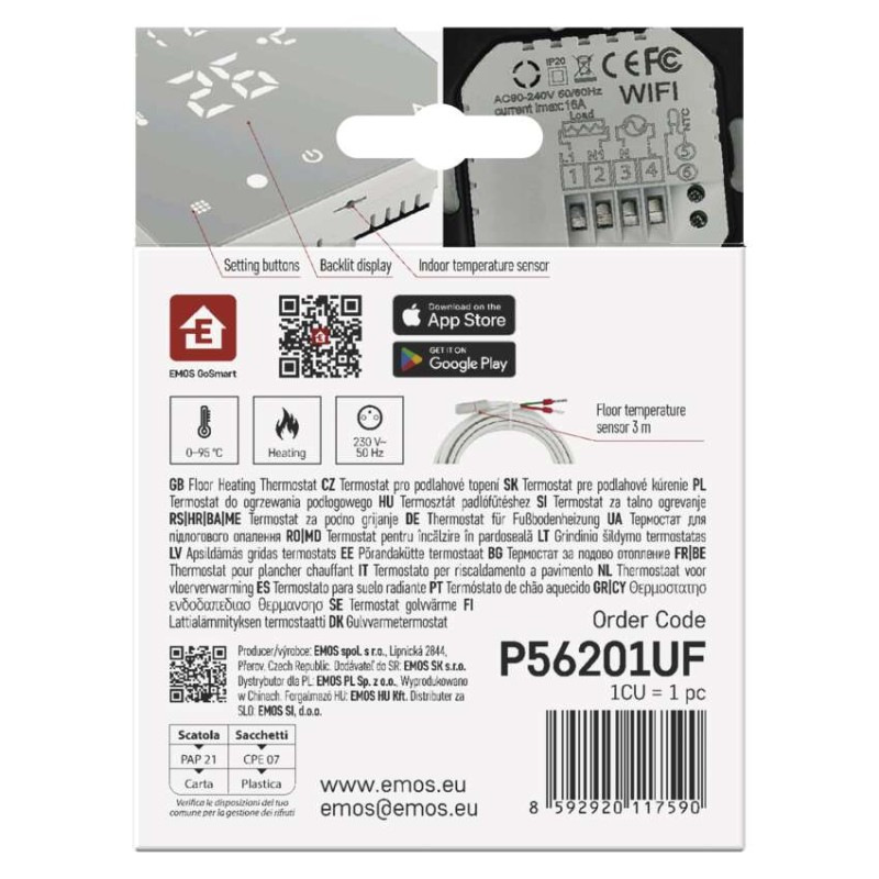 Termostat podlahový programovateľný GoSmart WIFI  P56201UF 12