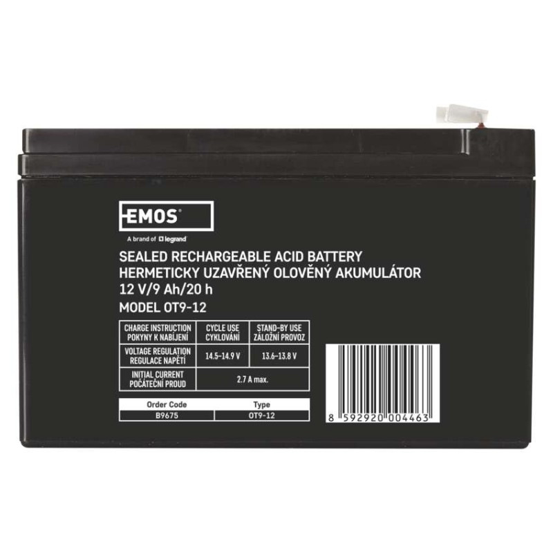 Akumulátor olovený 12 V 9 Ah faston 6,3 mm  B9675