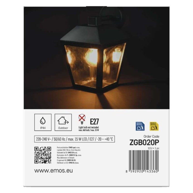 LED ZAHRADNÍ SVÍTIDLO,E27,IP44,MAX 15W,N 12