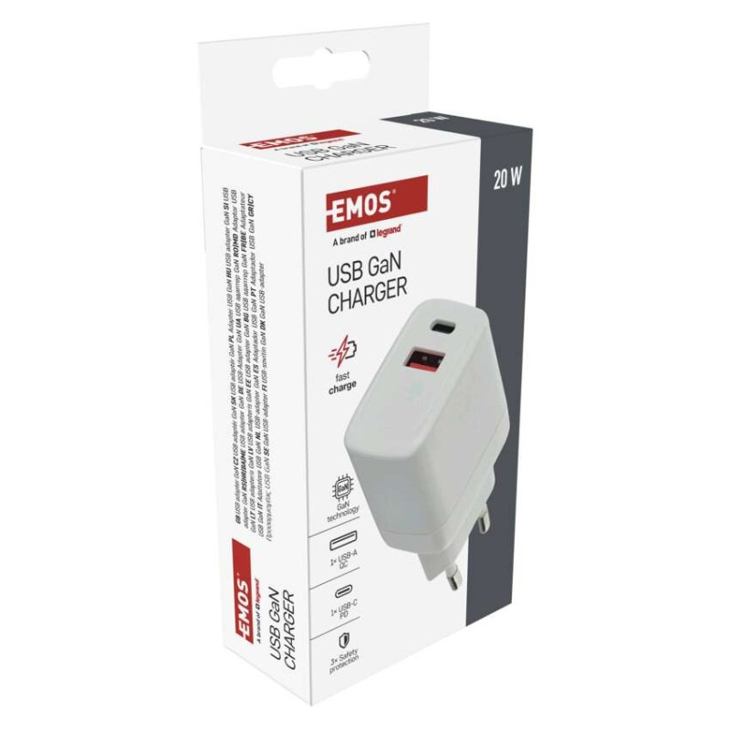 USB ADAPTÉR SÍŤ GAN PD 20W; AC 10