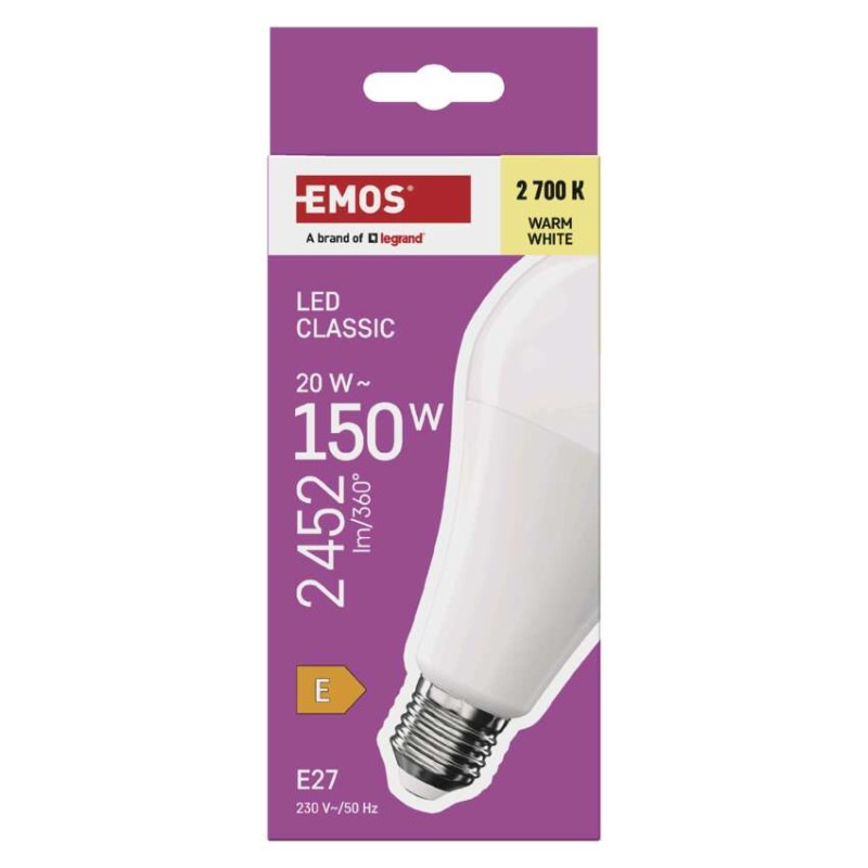 Žiarovka LED CLS A80 20W E27 teplá biela ZQ5E81 2700K EMOS 6