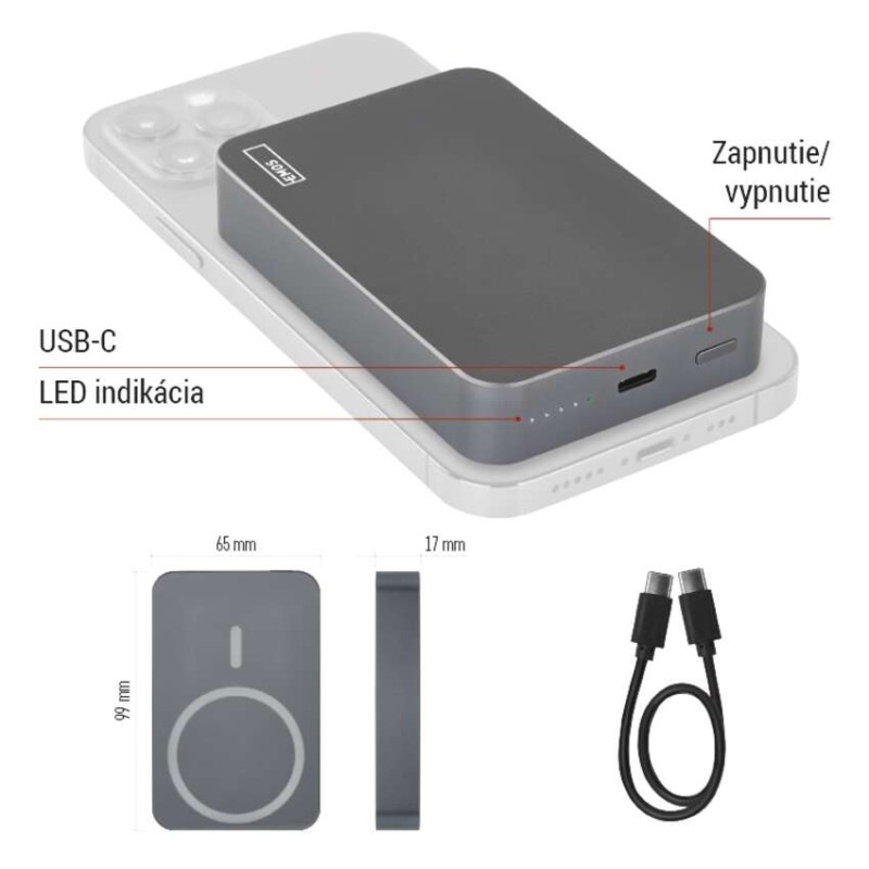 EMOS POWERBANKA WI 1046 10000MAH ŠEDÁ 5