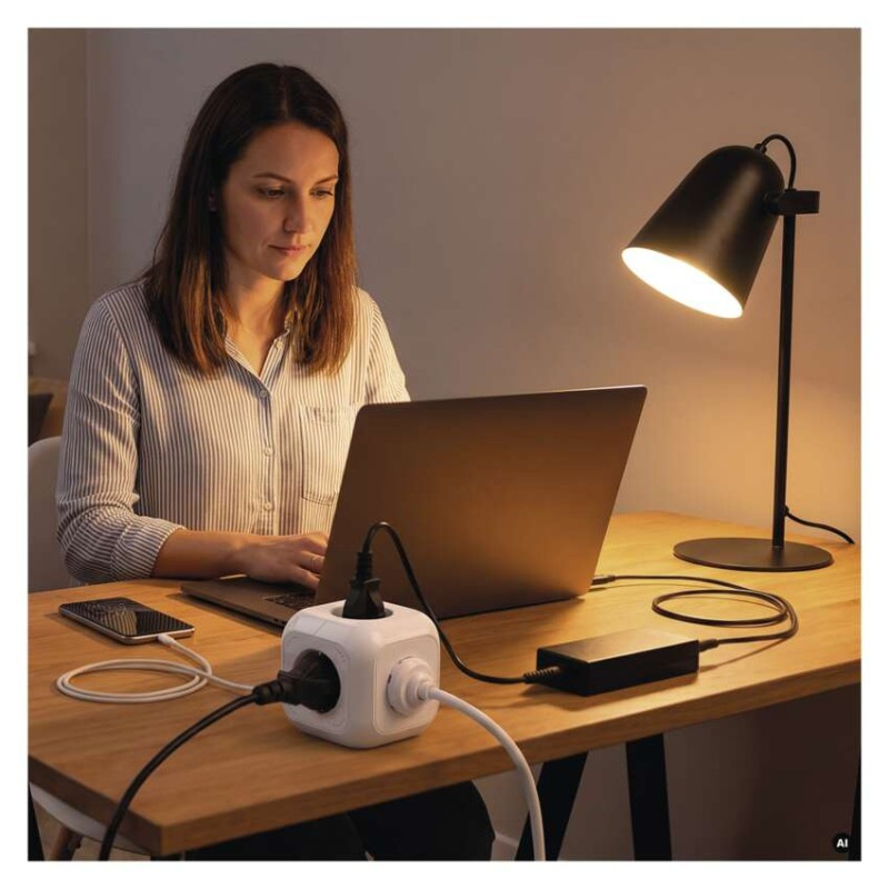 Kábel predlžovací 4Z 1,9m + 2xUSB kocka  P04119U 8