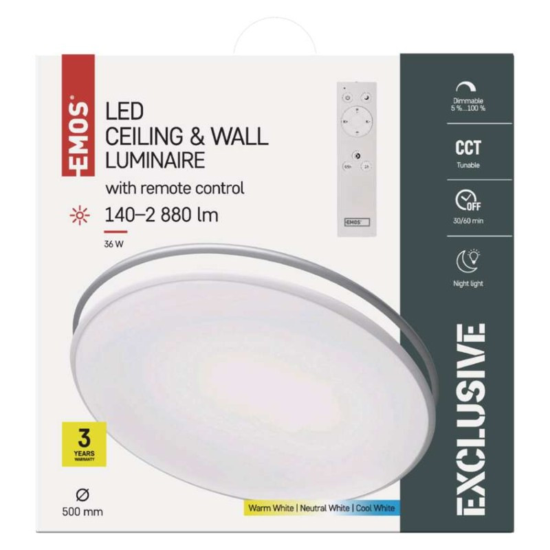 Svietidlo LED EXCLUSIVE ZM5166 s diaľk.ovádač. 2700-6500K EMOS 12