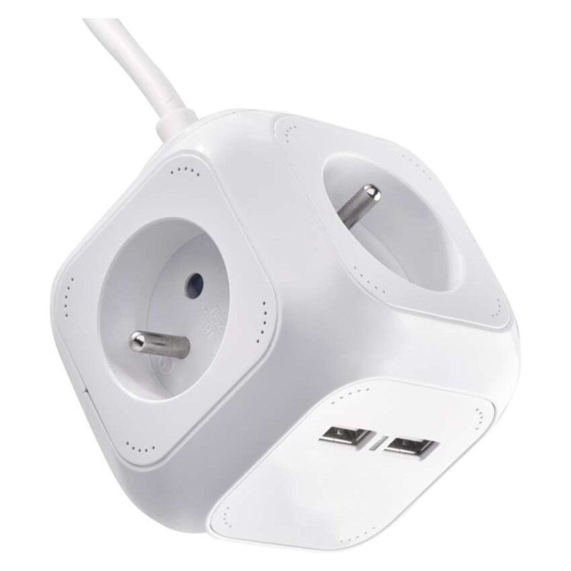 Kábel predlžovací 4Z 1,9m + 2xUSB kocka  P04119U 9