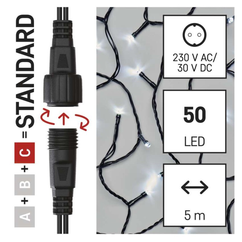 VIANOCE Reťaz Connect 50LED 5M IP44 CW